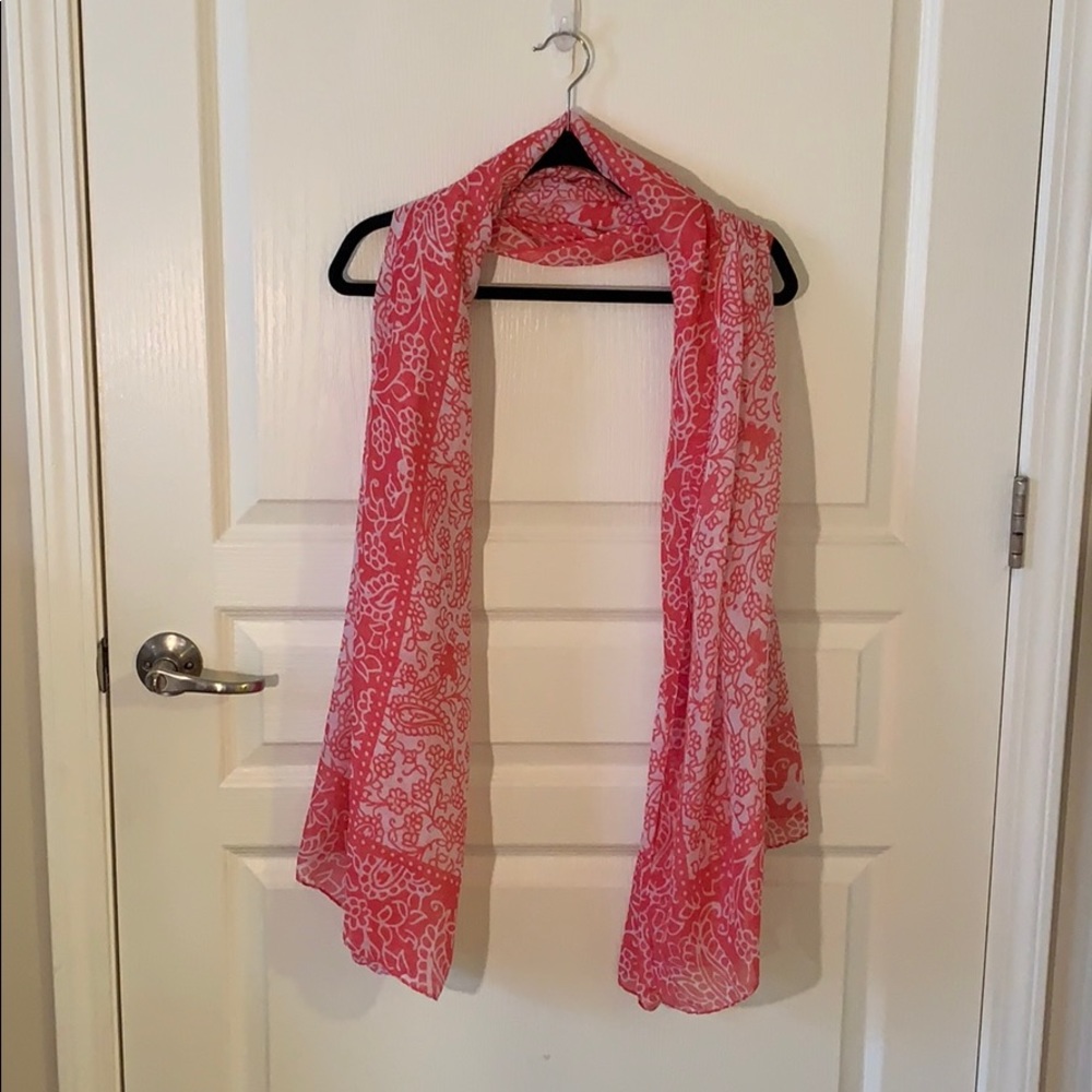 Pink and white French scarf